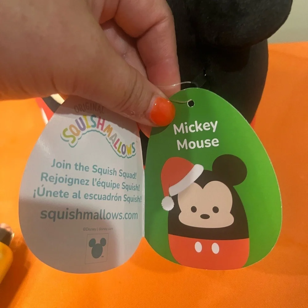 6/$25 Squishmallows Red and Black Stuffed Christmas  Mickey Mouse Plush